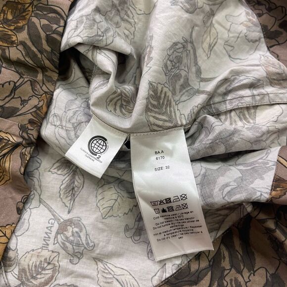 GANNI Brown Poplin Printed Smocked Mini Dress - Picture 4 of 5